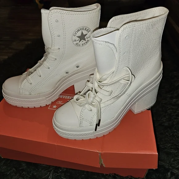 NWT Converse Chuck 70 Deluxe white leather high heeled sz 6.5 never worn - Picture 14 of 16